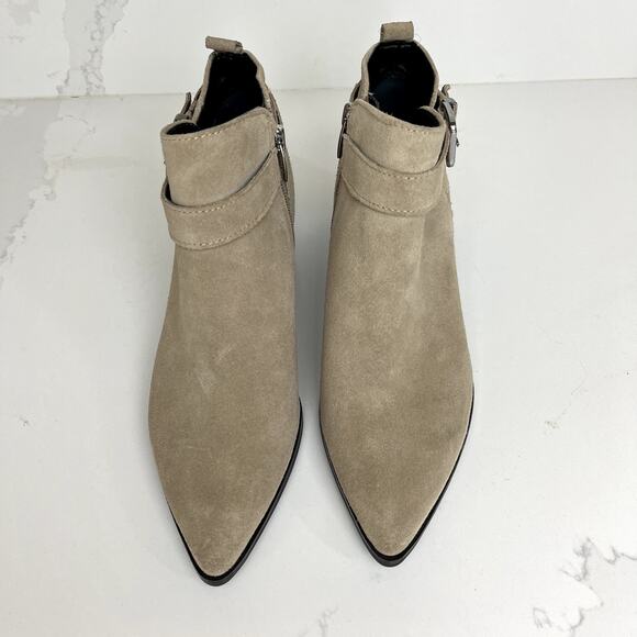 Marc Fisher Ireene Tan Suede Leather Strappy Buckle Bootie Pointed Toe Womens 7 - Picture 2 of 11